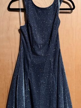 Speechless Navy Glitter A-Line Prom Dress